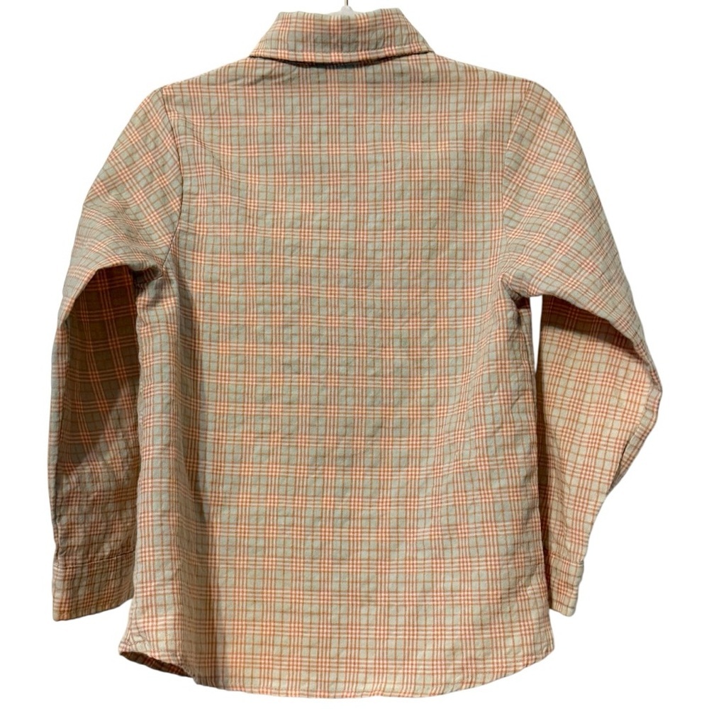 Emma Jean Boys Plaid Button-Down Shirt Orange Gray Size 5 Cotton Blend - Picture 2 of 5